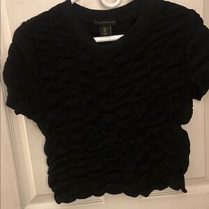 Black Textured Short Sleeve Top